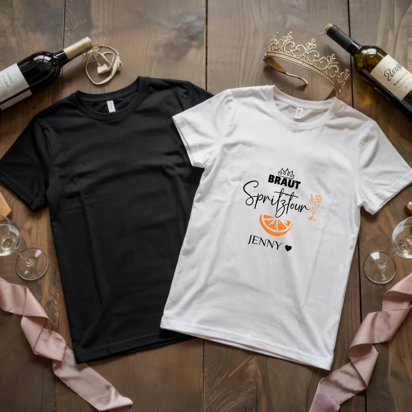 X.02.Schwarzes + Weißes T Shirt JGA Basic