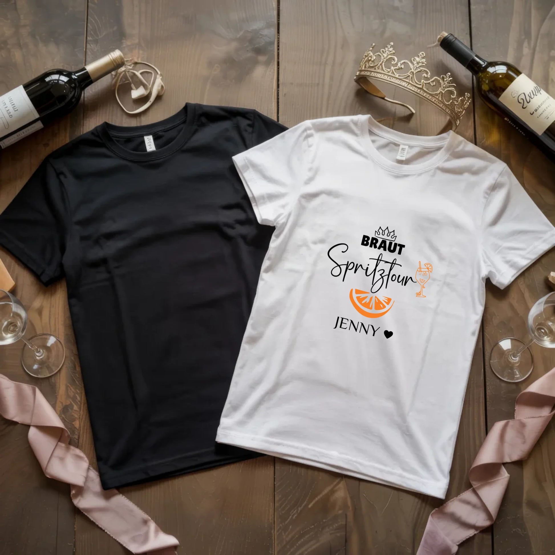 X.02.Schwarzes + Weißes T Shirt JGA Basic