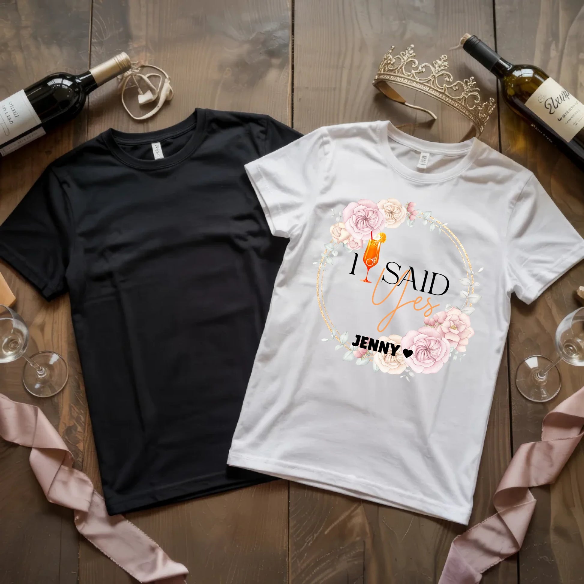 X.02.Schwarzes + Weißes T Shirt JGA Basic