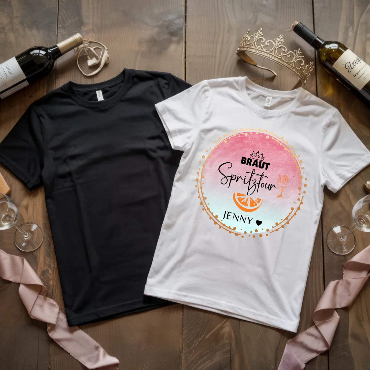 X.02.Schwarzes + Weißes T Shirt JGA Basic