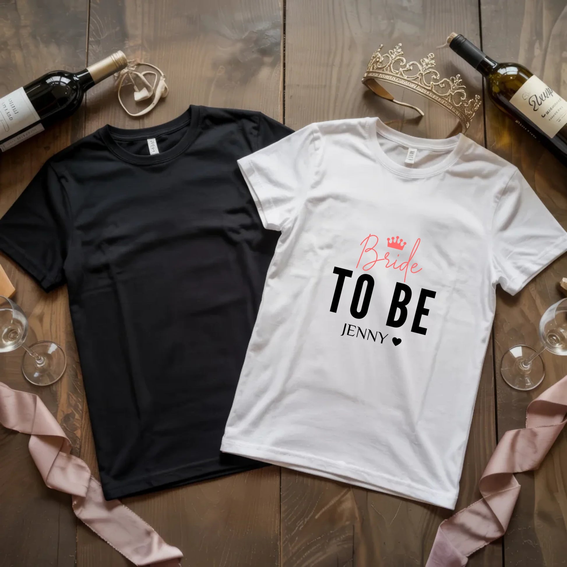 X.02.Schwarzes + Weißes T Shirt JGA Basic