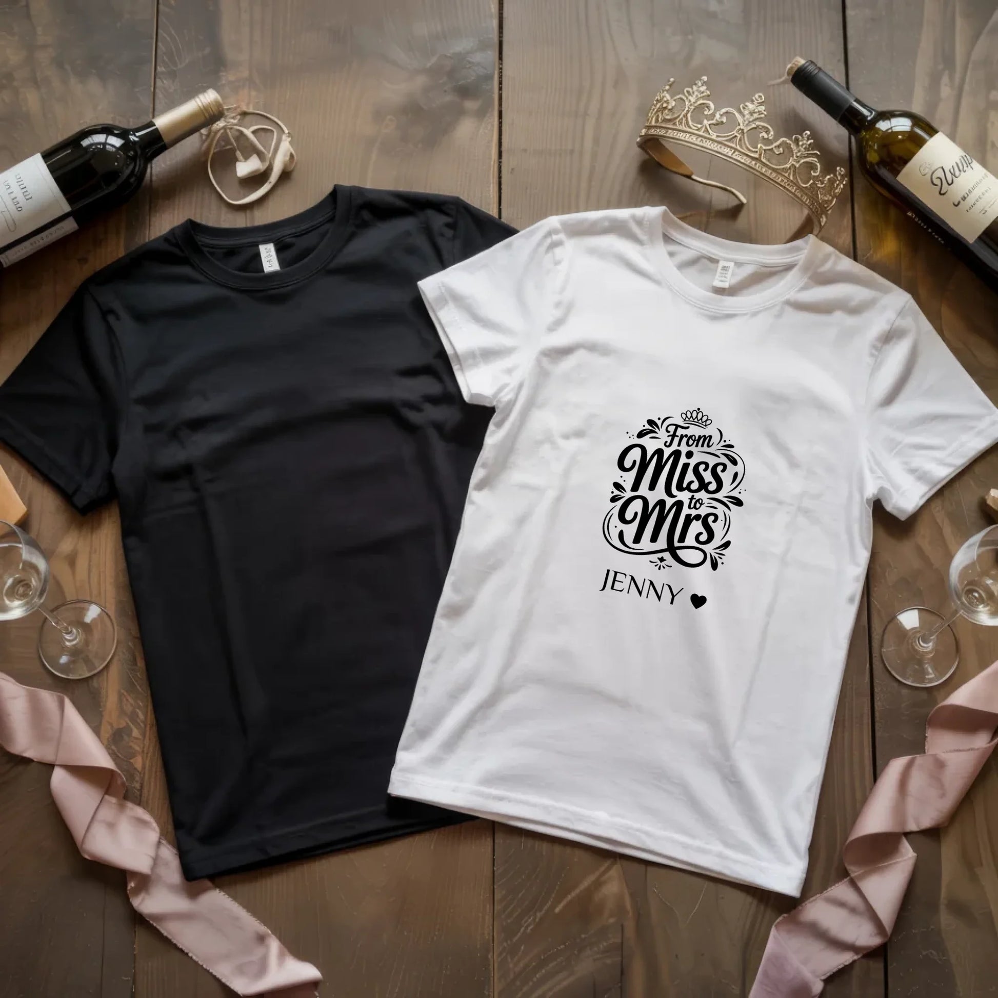 X.02.Schwarzes + Weißes T Shirt JGA Basic