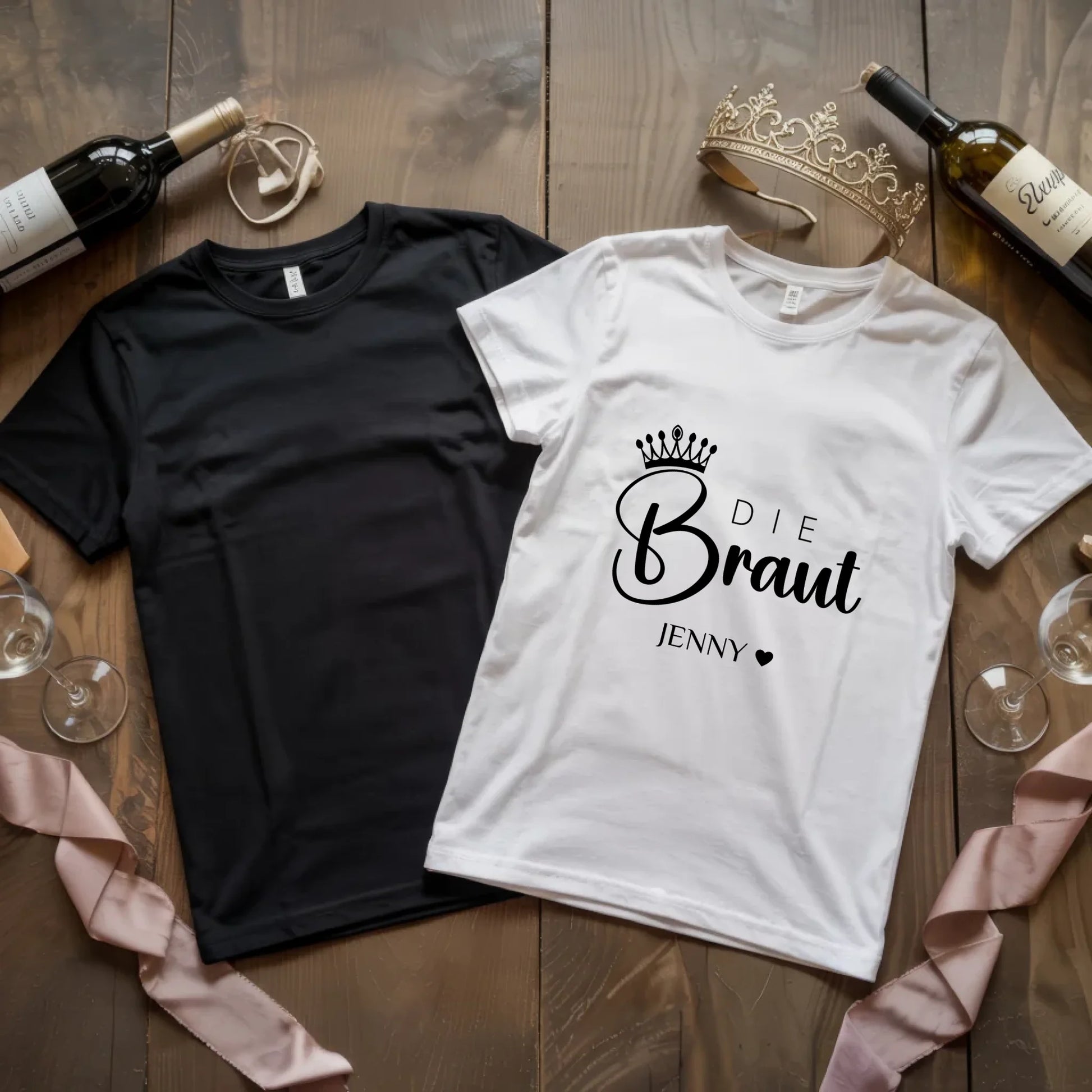 X.02.Schwarzes + Weißes T Shirt JGA Basic