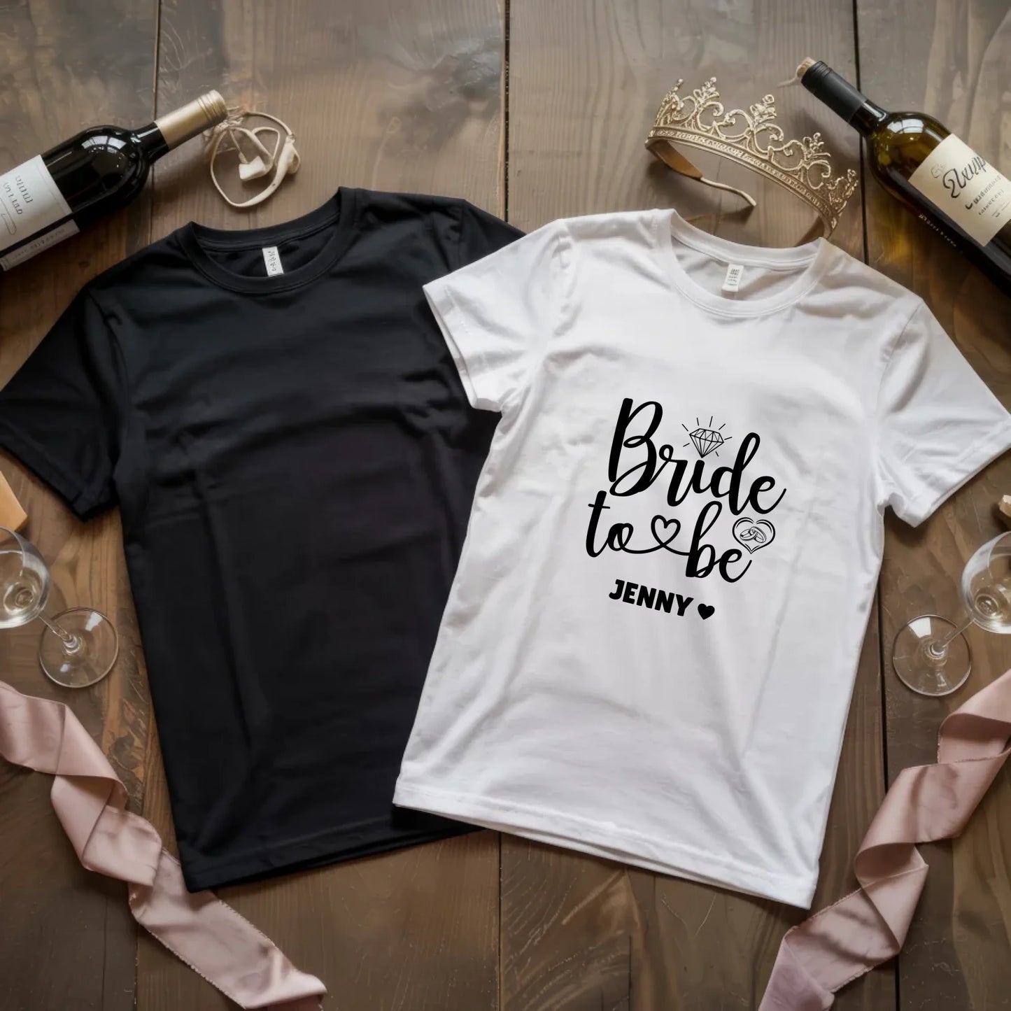 X.02.Schwarzes + Weißes T Shirt JGA Basic