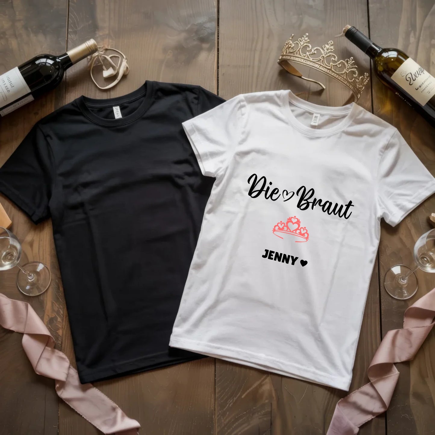 X.02.Schwarzes + Weißes T Shirt JGA Basic