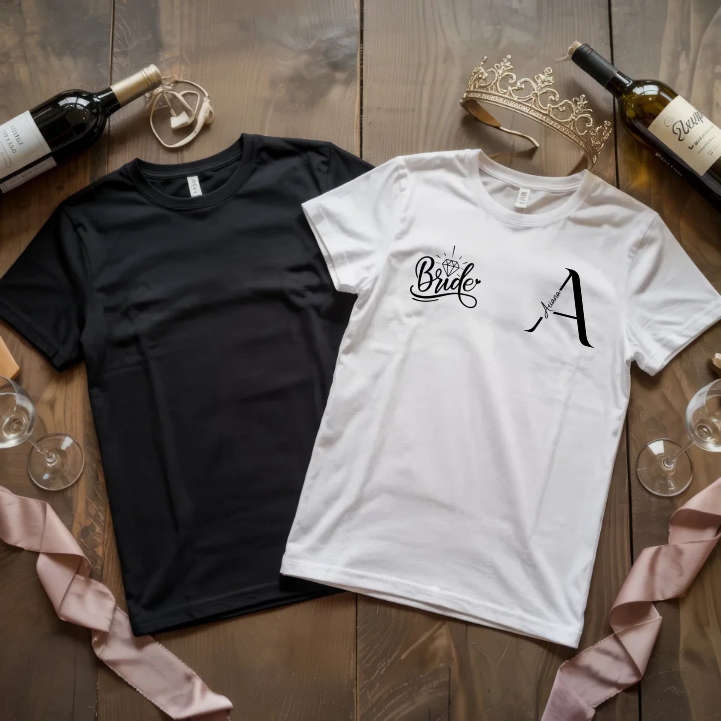 X.02.Schwarzes + Weißes T Shirt JGA Basic