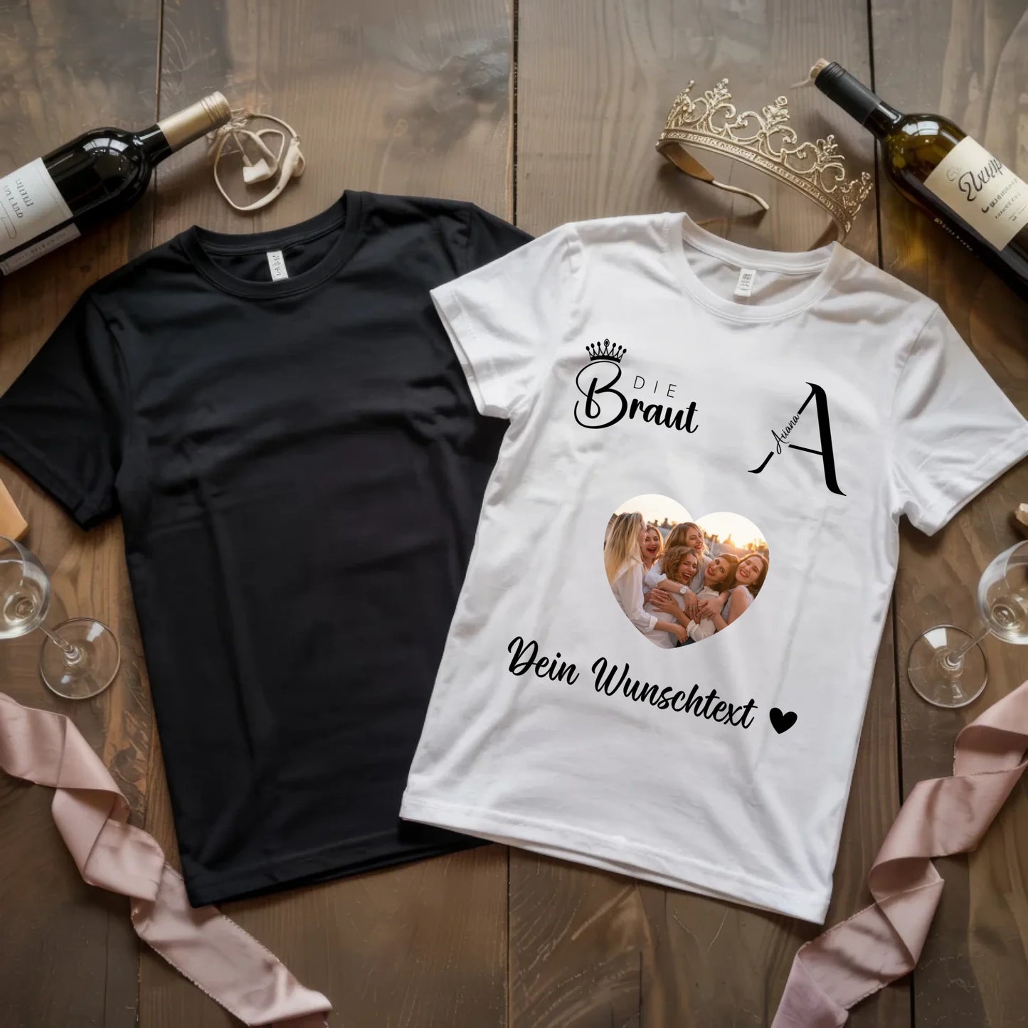 X.02.Schwarzes + Weißes T Shirt JGA Basic