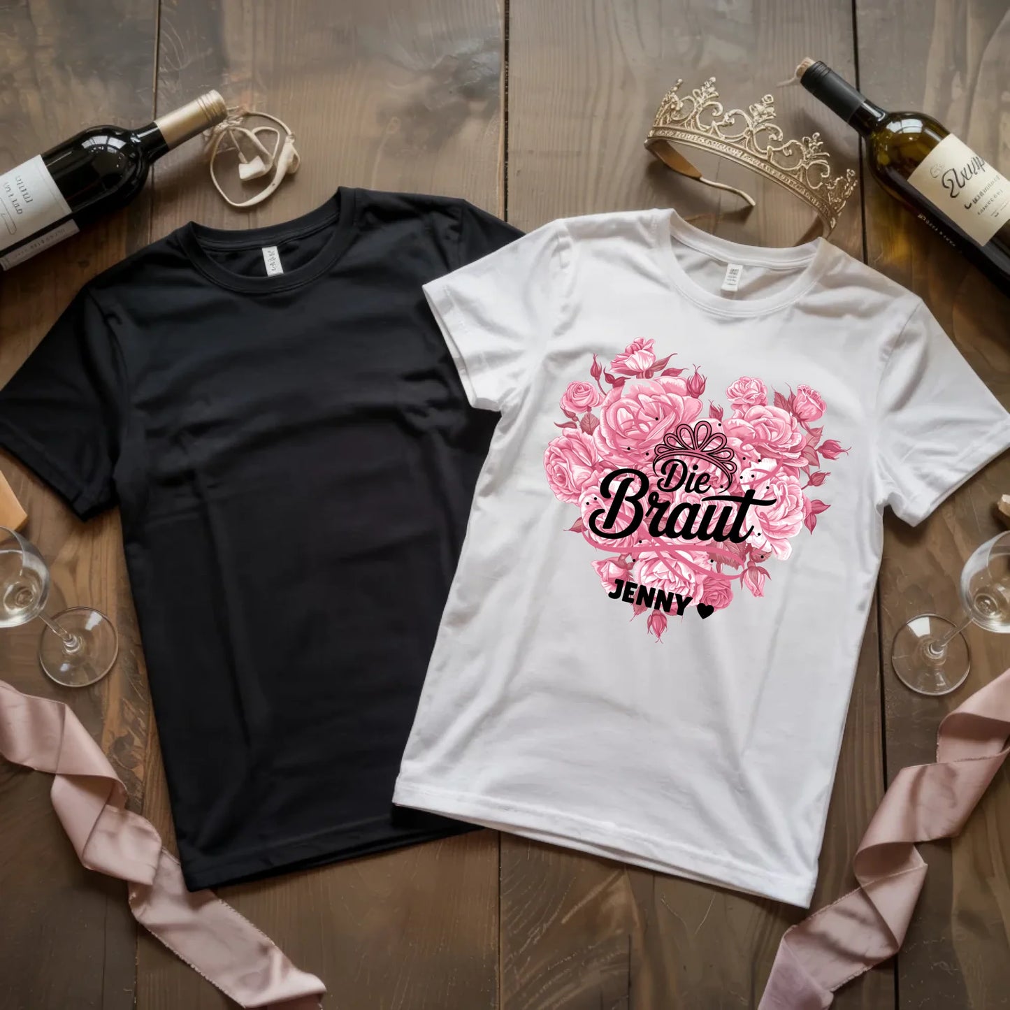 X.02.Schwarzes + Weißes T Shirt JGA Basic