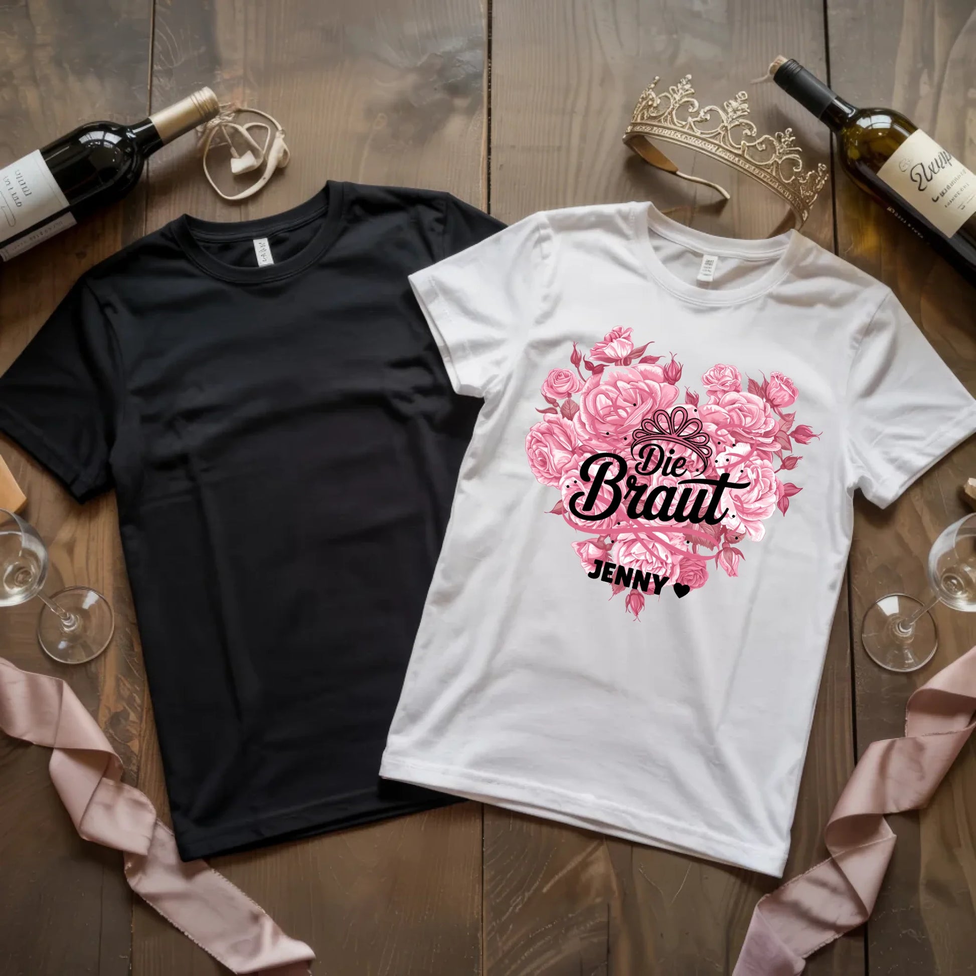 X.02.Schwarzes + Weißes T Shirt JGA Basic