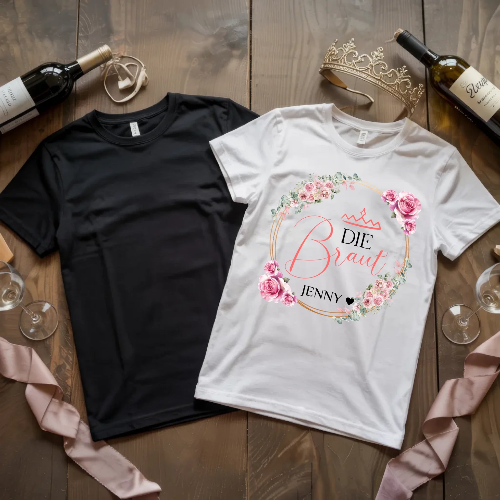 X.02.Schwarzes + Weißes T Shirt JGA Basic