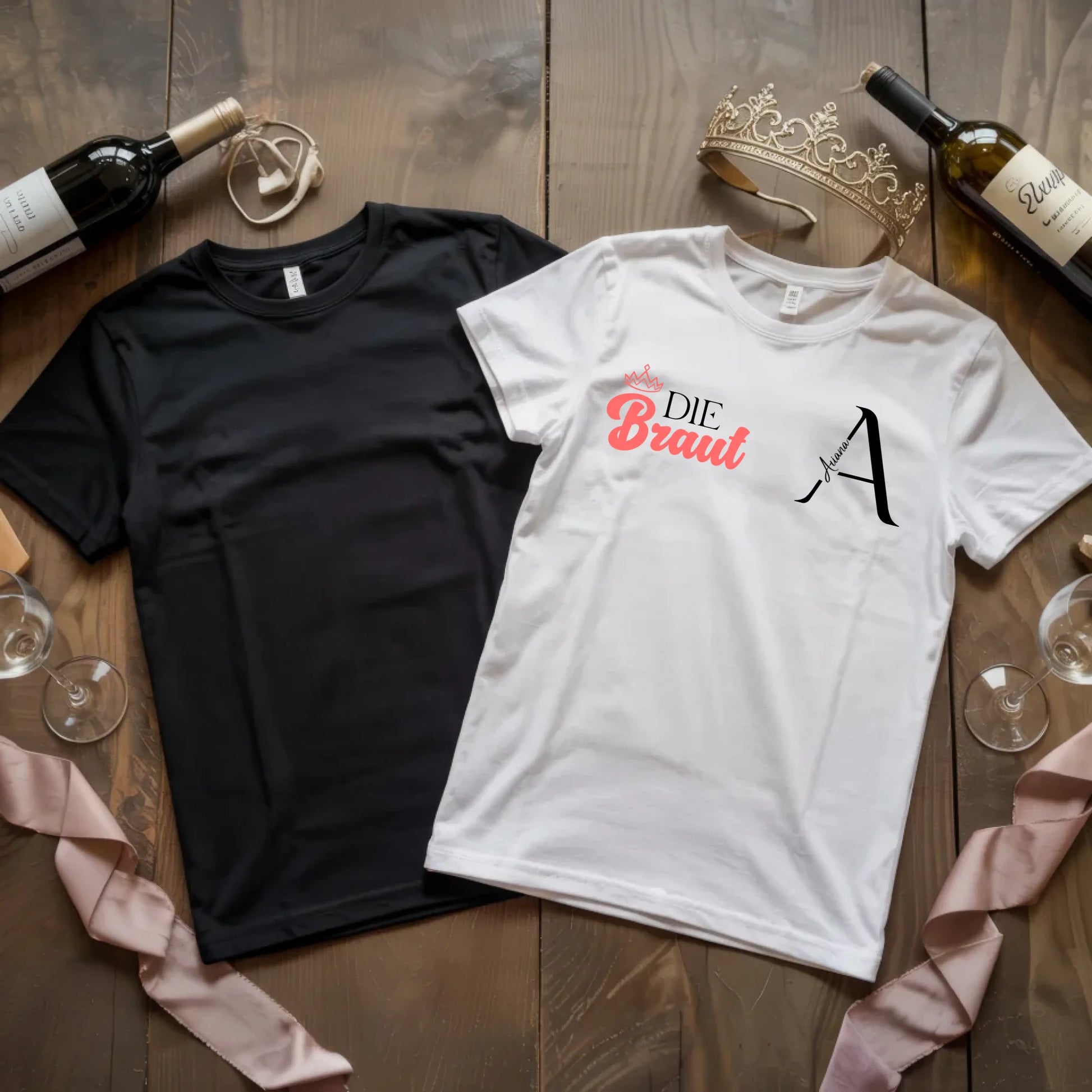 X.02.Schwarzes + Weißes T Shirt JGA Basic