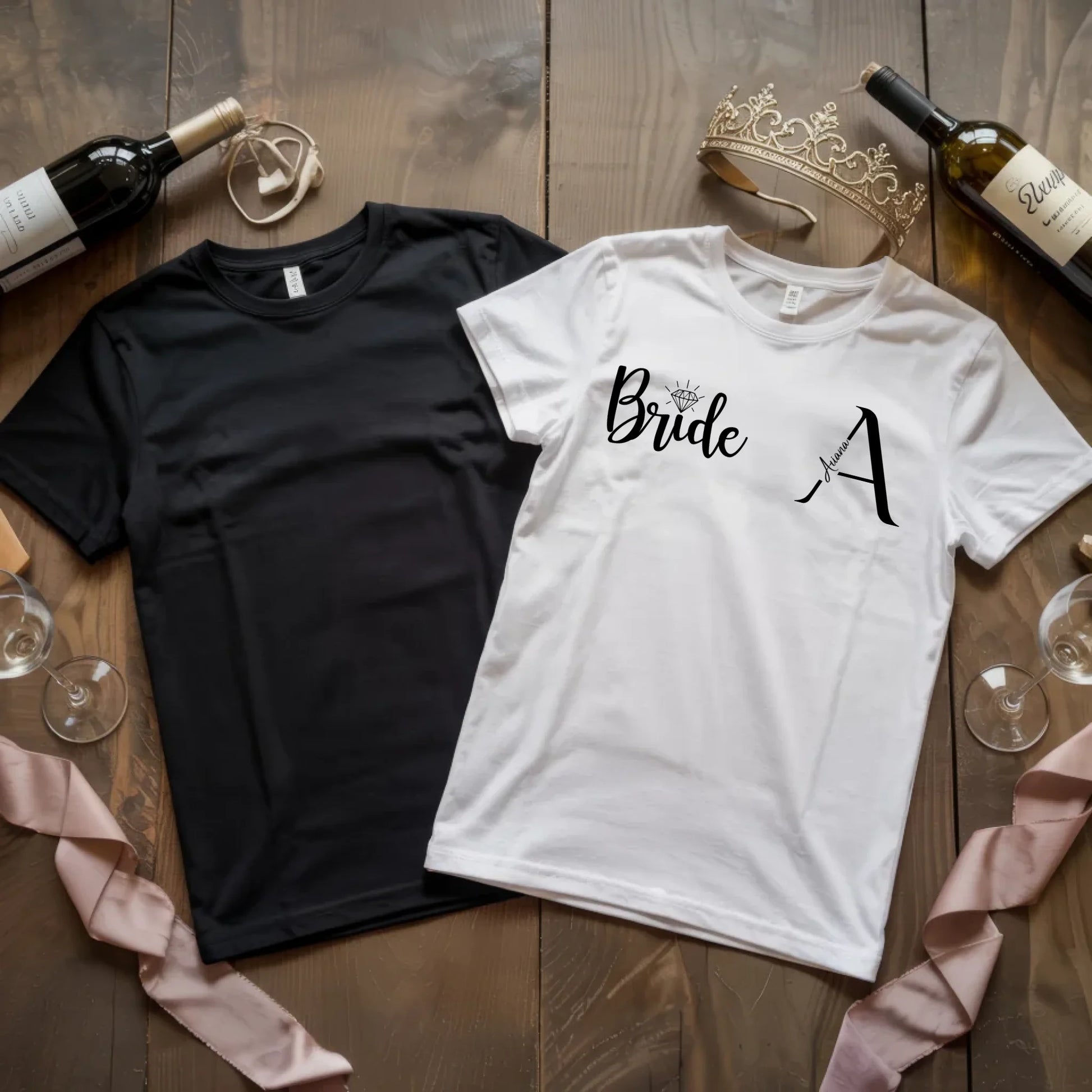 X.02.Schwarzes + Weißes T Shirt JGA Basic