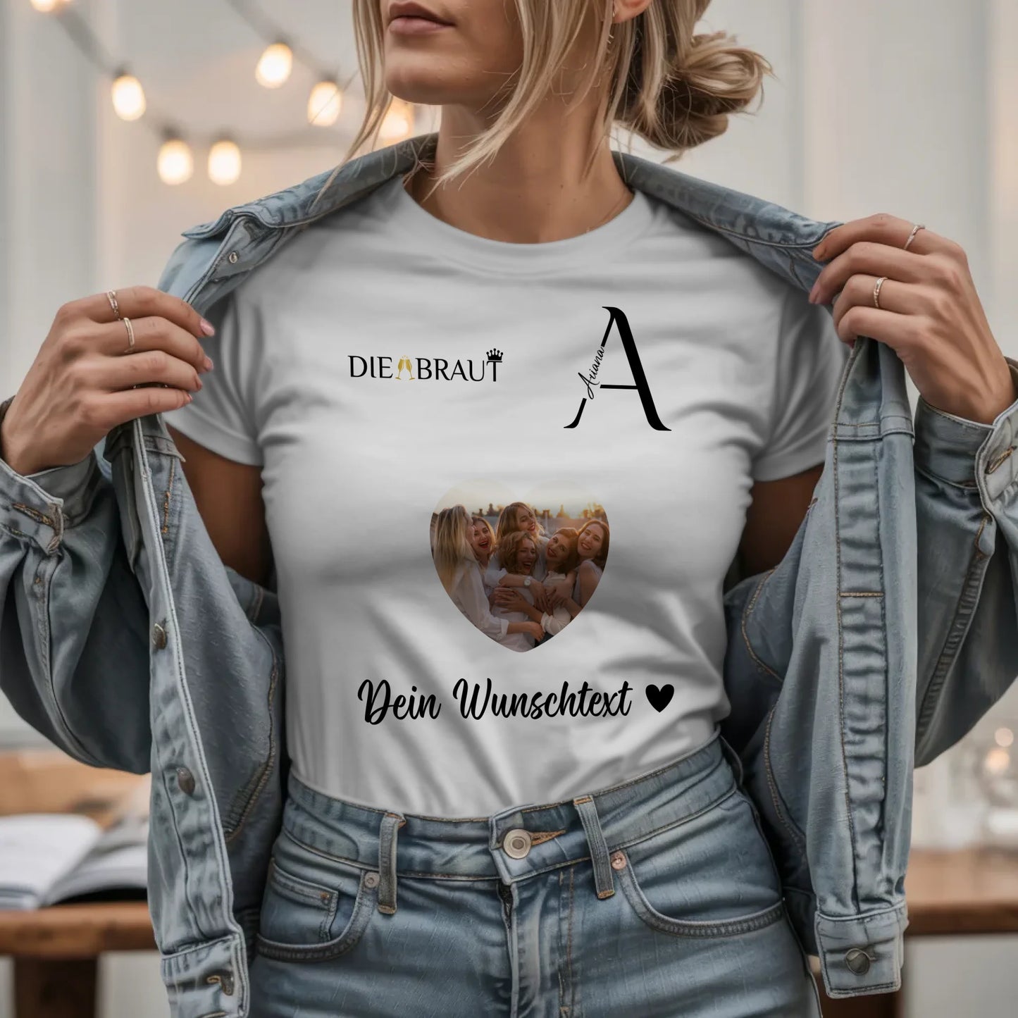 W.03.Damen-T-Shirt-Mockup-Basic HELL mit Jeansjacke
