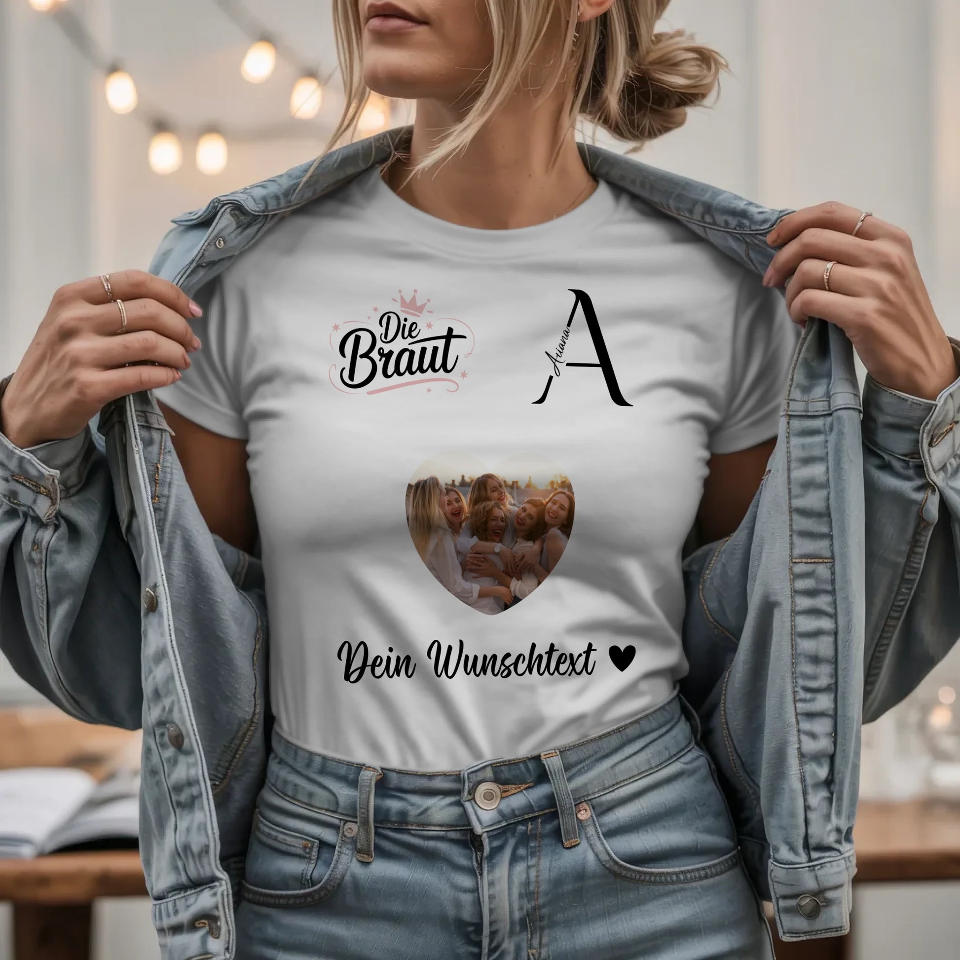 W.03.Damen-T-Shirt-Mockup-Basic HELL mit Jeansjacke