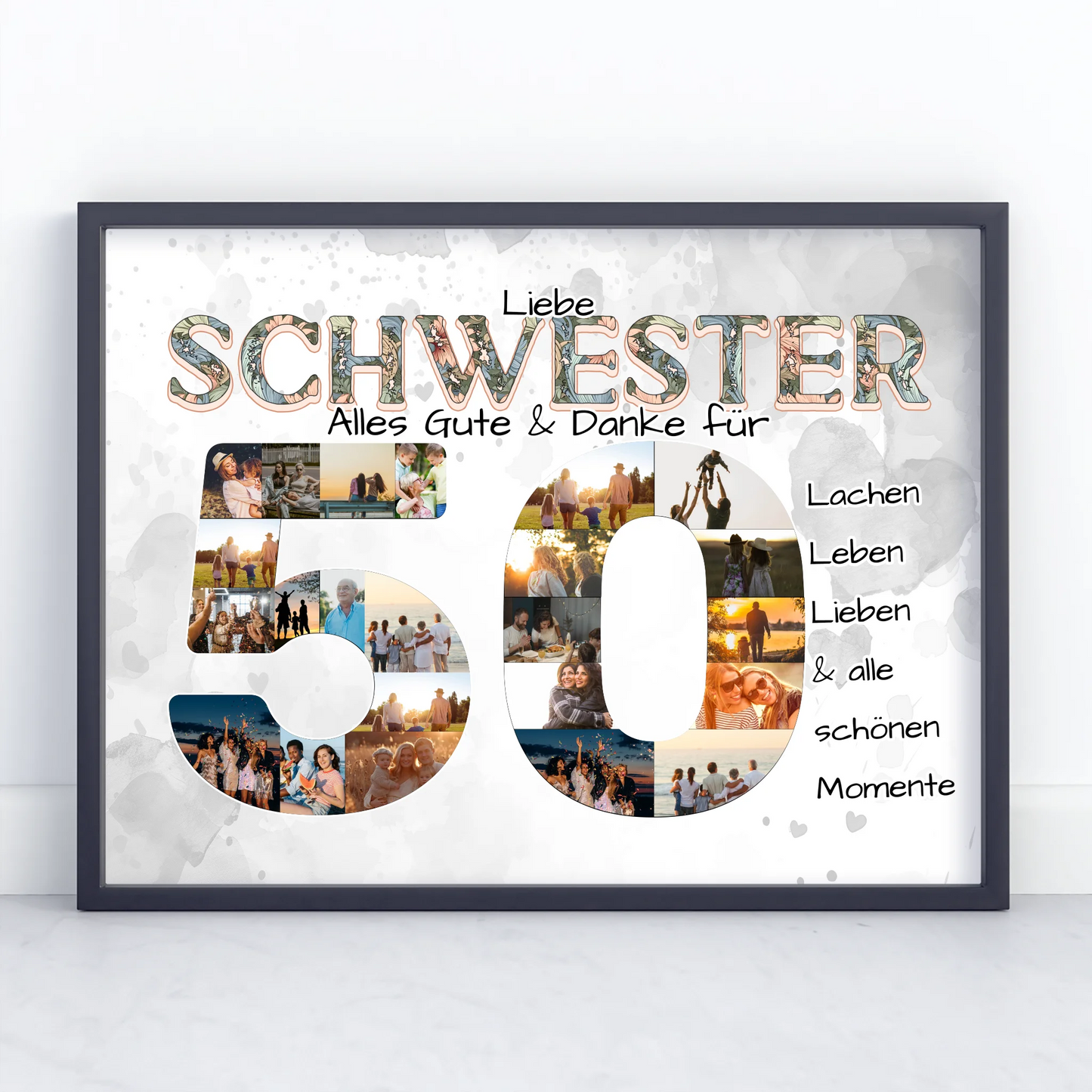 Geschenke Poster 50 Geburtstag für Schwester Alles Gute Fotocollage