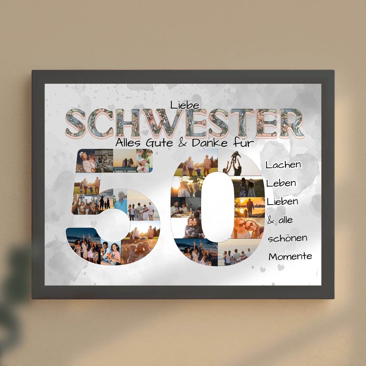 Geschenke Poster 50 Geburtstag für Schwester Alles Gute Fotocollage