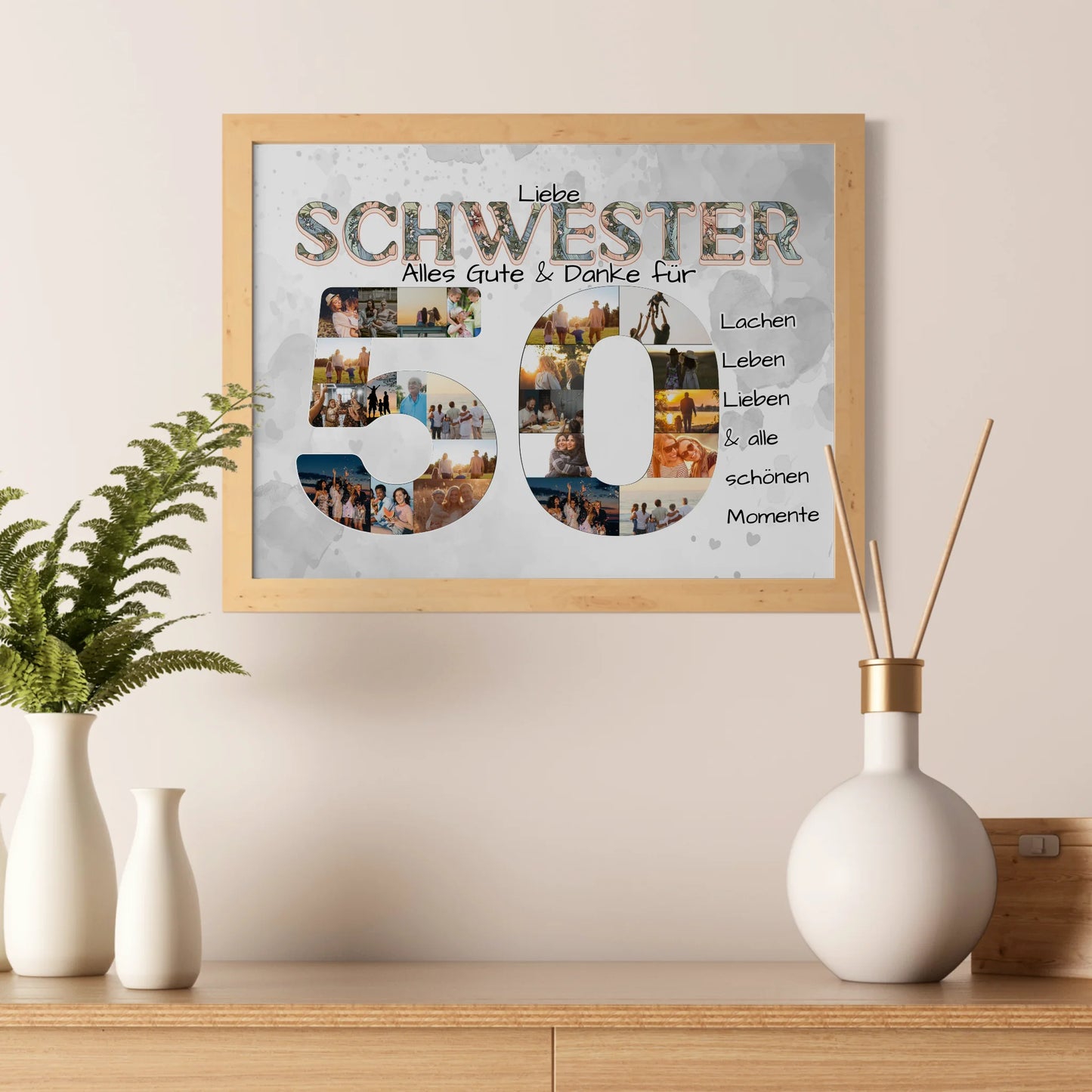 Geschenke Poster 50 Geburtstag für Schwester Alles Gute Fotocollage