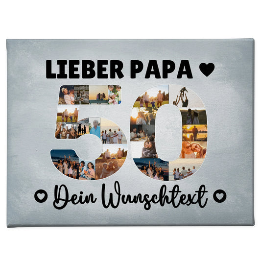 Personalisierte Fotoleinwand mit Wunschtext für Papa 50 Geburtstag