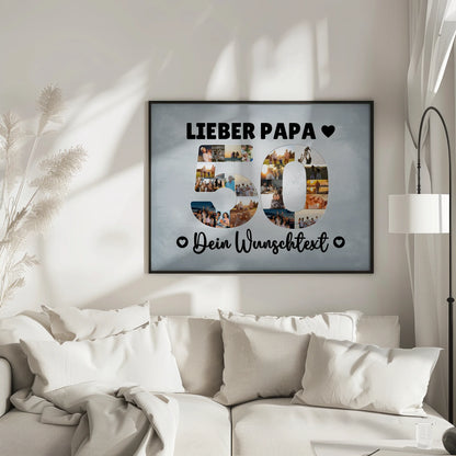 Personalisiertes Poster mit Wunschtext zum 50 Geburtstag Papa