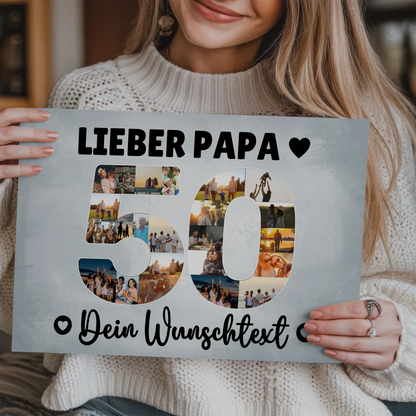 Magnet Poster mit Wunschtext 50 Geburtstag Papa
