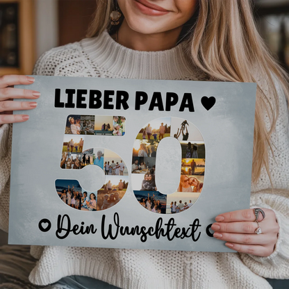 Magnet Poster mit Wunschtext 50 Geburtstag Papa