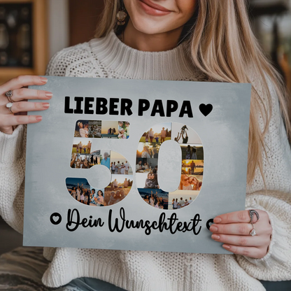 Magnet Poster mit Wunschtext 50 Geburtstag Papa