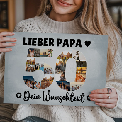 Magnet Poster mit Wunschtext 50 Geburtstag Papa