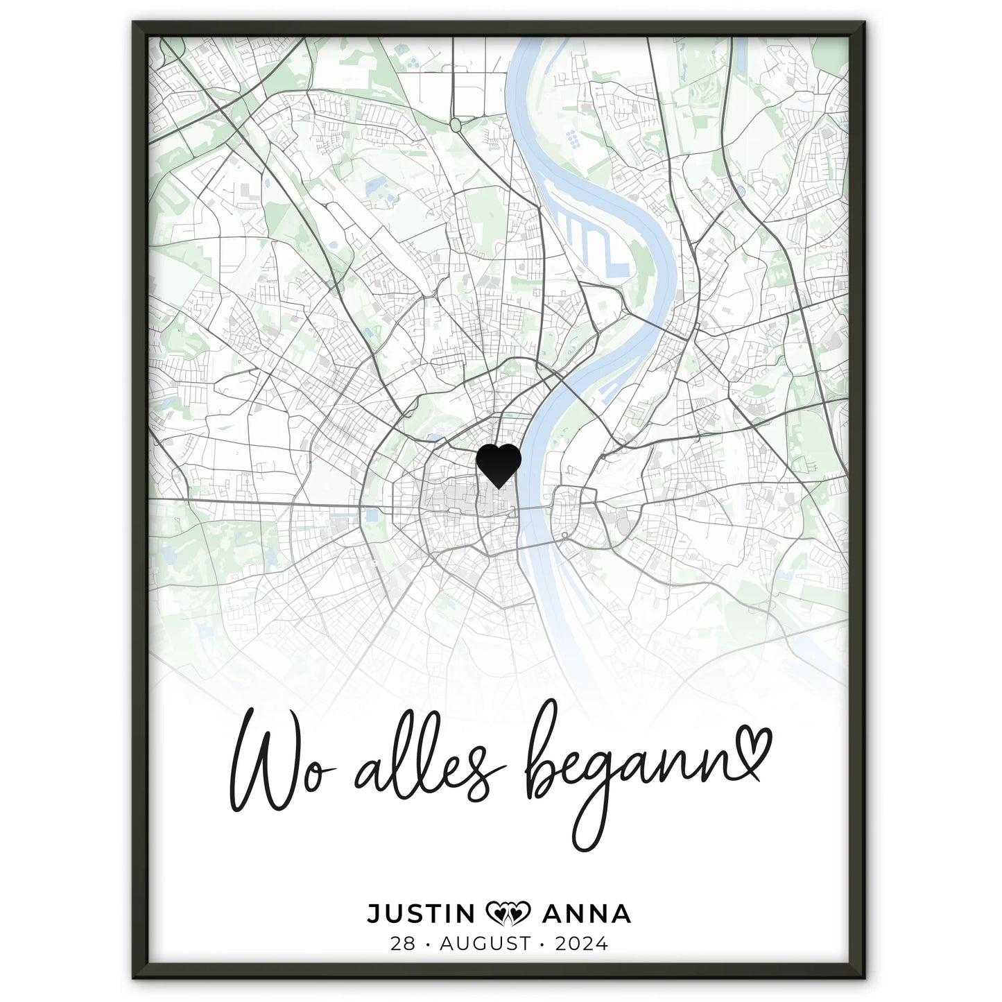 Personalisiert Stadtkarten Poster Paare Wo Alles Begann Naturdesign