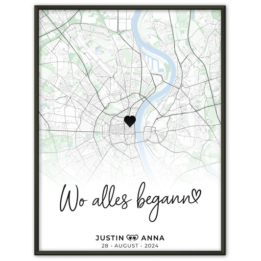 Personalisiert Stadtkarten Poster Paare Wo Alles Begann Naturdesign
