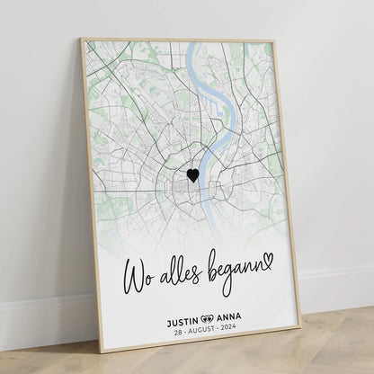 Personalisiert Stadtkarten Poster Paare Wo Alles Begann Naturdesign
