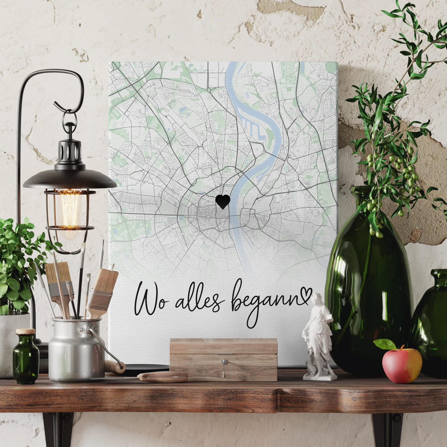 Personalisierte Leinwand Stadtkarten Paare Wo Alles Begann Geschenk