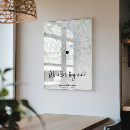 Personalisiertes Acrylglas Stadtkarte Bild Paare Wo Alles Begann
