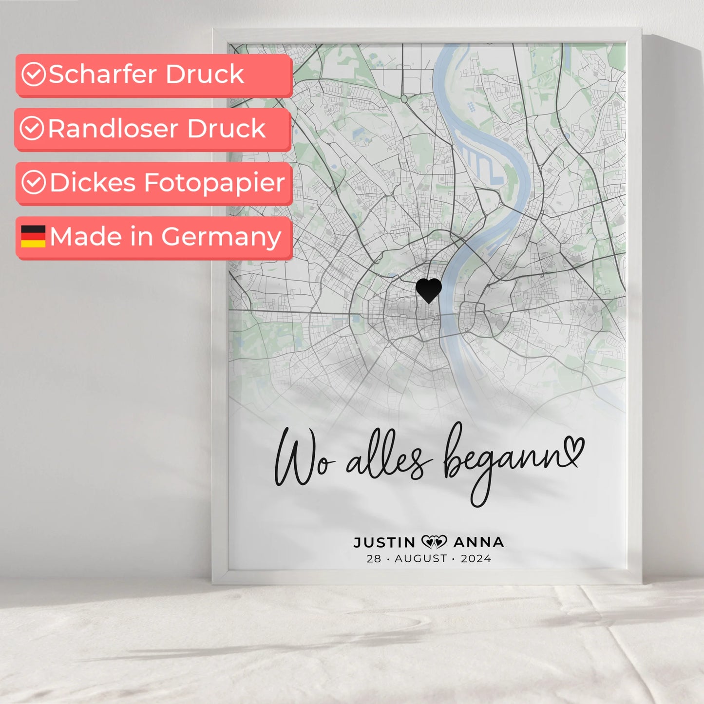 Personalisiert Stadtkarten Poster Paare Wo Alles Begann Naturdesign