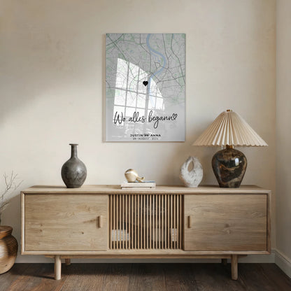 Personalisiertes Acrylglas Stadtkarte Bild Paare Wo Alles Begann