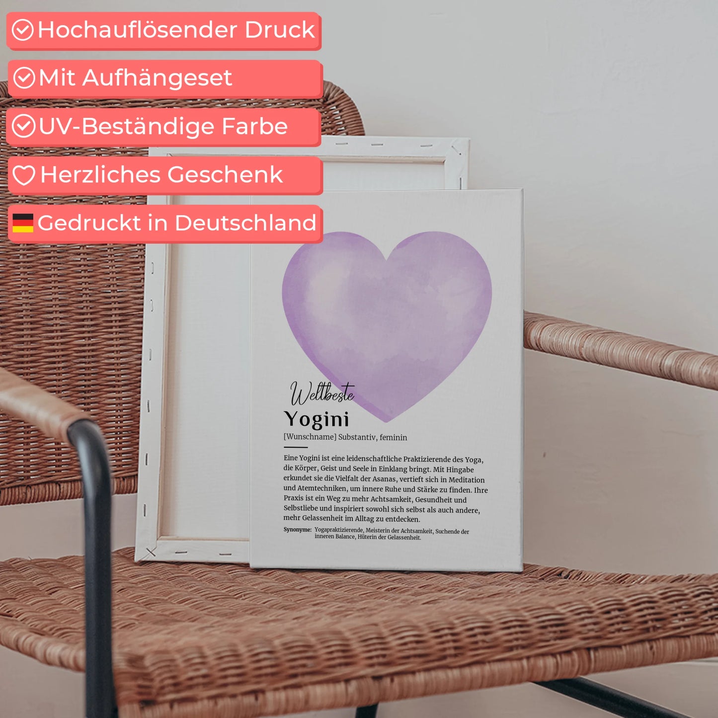 Leinwand Definition Yogini Yoga mit Namen Geschenk gestalten