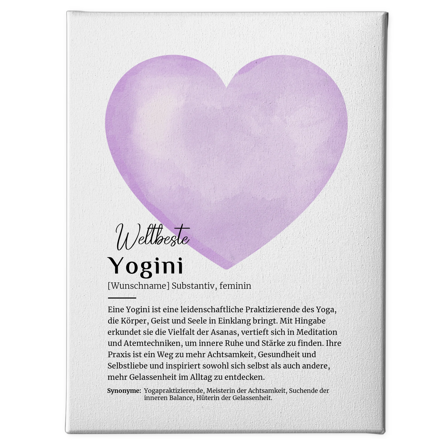 Leinwand Definition Yogini Yoga mit Namen Geschenk gestalten