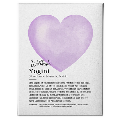 Leinwand Definition Yogini Yoga mit Namen Geschenk gestalten