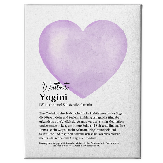 Leinwand Definition Yogini Yoga mit Namen Geschenk gestalten