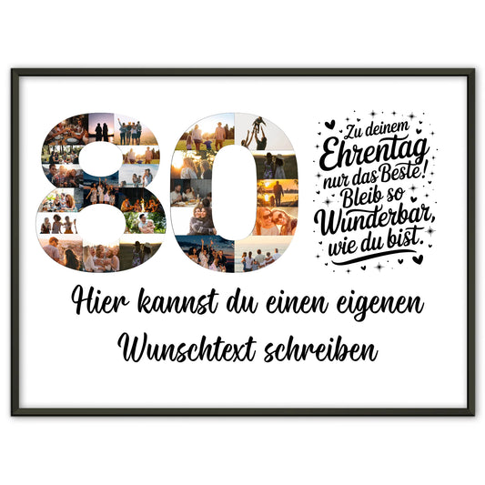 Personalisiertes Poster Wunschtext 80 Geburtstag Ehrentag Geschenk