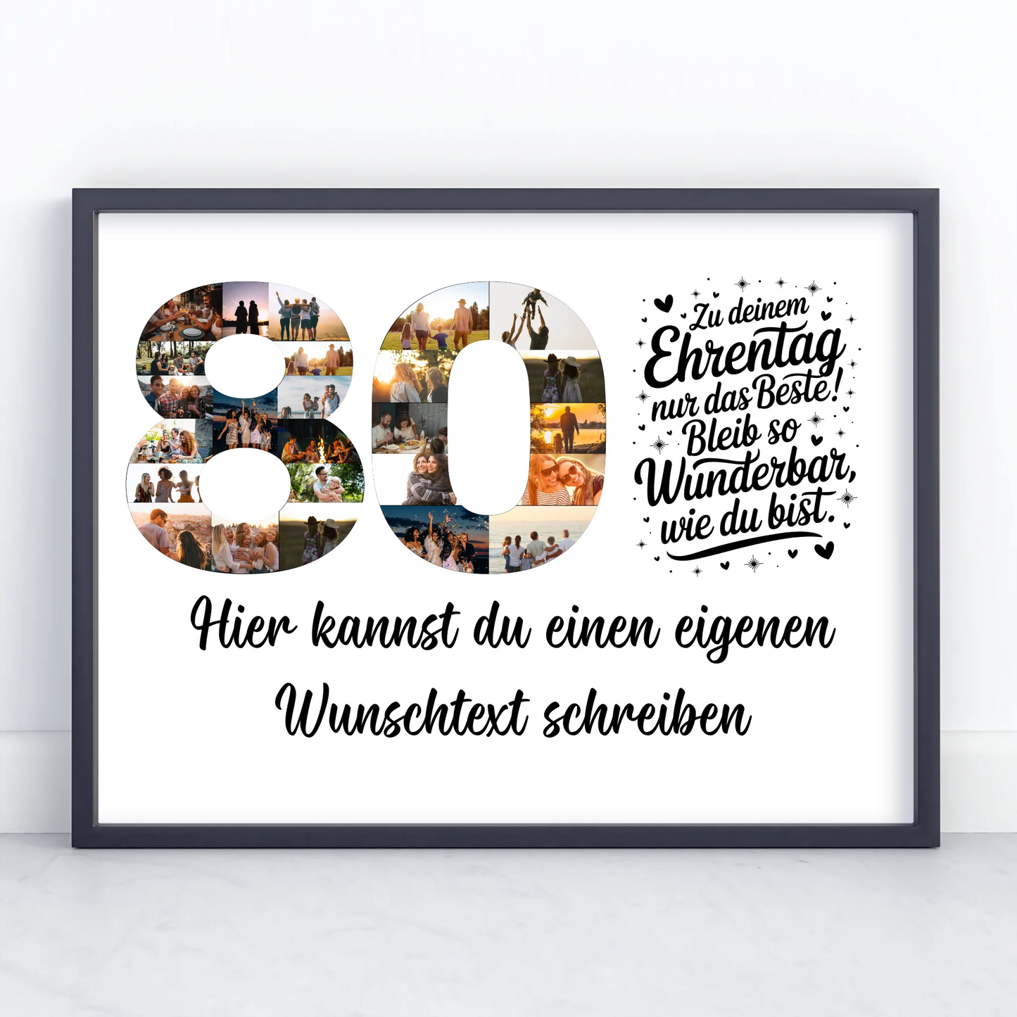 Personalisiertes Poster Wunschtext 80 Geburtstag Ehrentag Geschenk