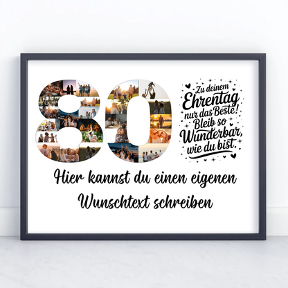 Personalisiertes Poster Wunschtext 80 Geburtstag Ehrentag Geschenk
