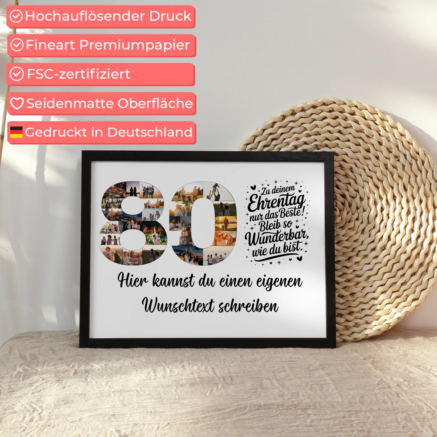 Personalisiertes Poster Wunschtext 80 Geburtstag Ehrentag Geschenk