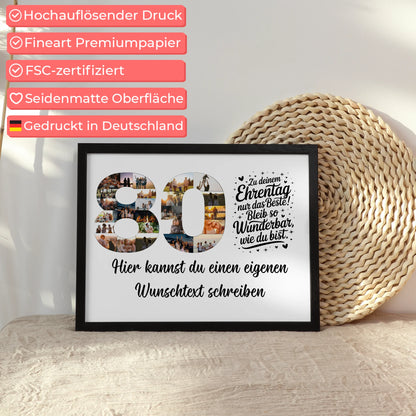 Personalisiertes Poster Wunschtext 80 Geburtstag Ehrentag Geschenk
