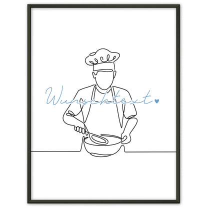 Lineart Poster Kochen Geschenk Sohn & Bruder für Koch Köchin Cook