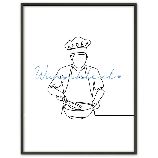 Lineart Poster Kochen Geschenk Sohn & Bruder für Koch Köchin Cook