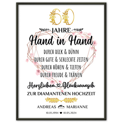 Personalisierte Poster Geschenk zur Diamanten Hochzeit 60 Jahre mit Namen