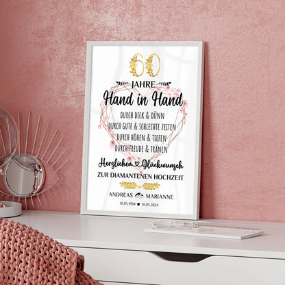 Personalisierte Poster Geschenk zur Diamanten Hochzeit 60 Jahre mit Namen