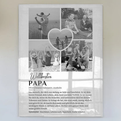 Personalisiertes Acrylglas Bild Definition Papa 5 Fotos Grau Vintage