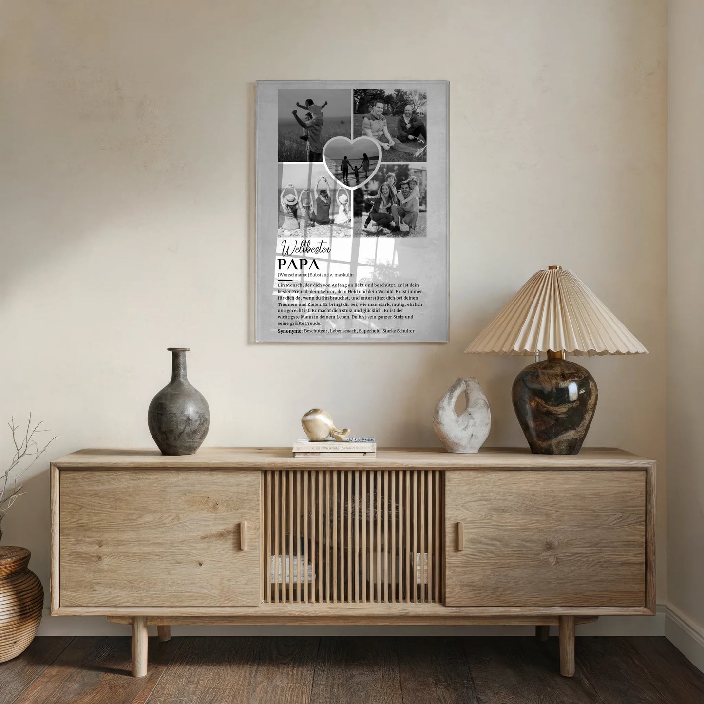 Personalisiertes Acrylglas Bild Definition Papa 5 Fotos Grau Vintage