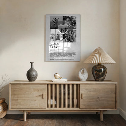 Personalisiertes Acrylglas Bild Definition Papa 5 Fotos Grau Vintage